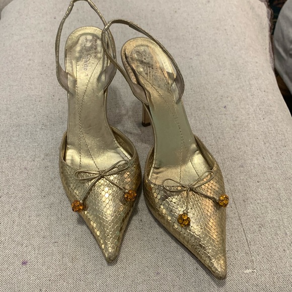 Kate Spade Gold Sling Back Heel - Picture 1 of 7
